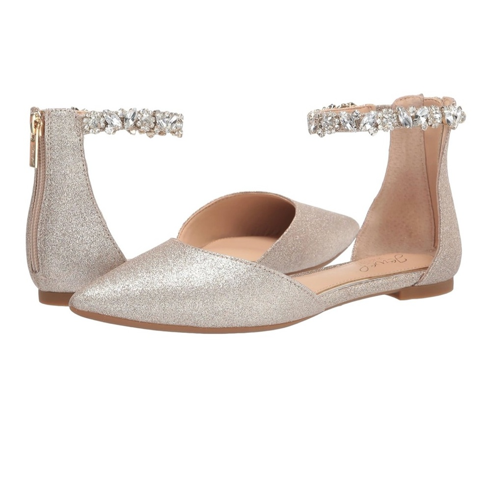 Badgley Mischka Silver Glitter Flats